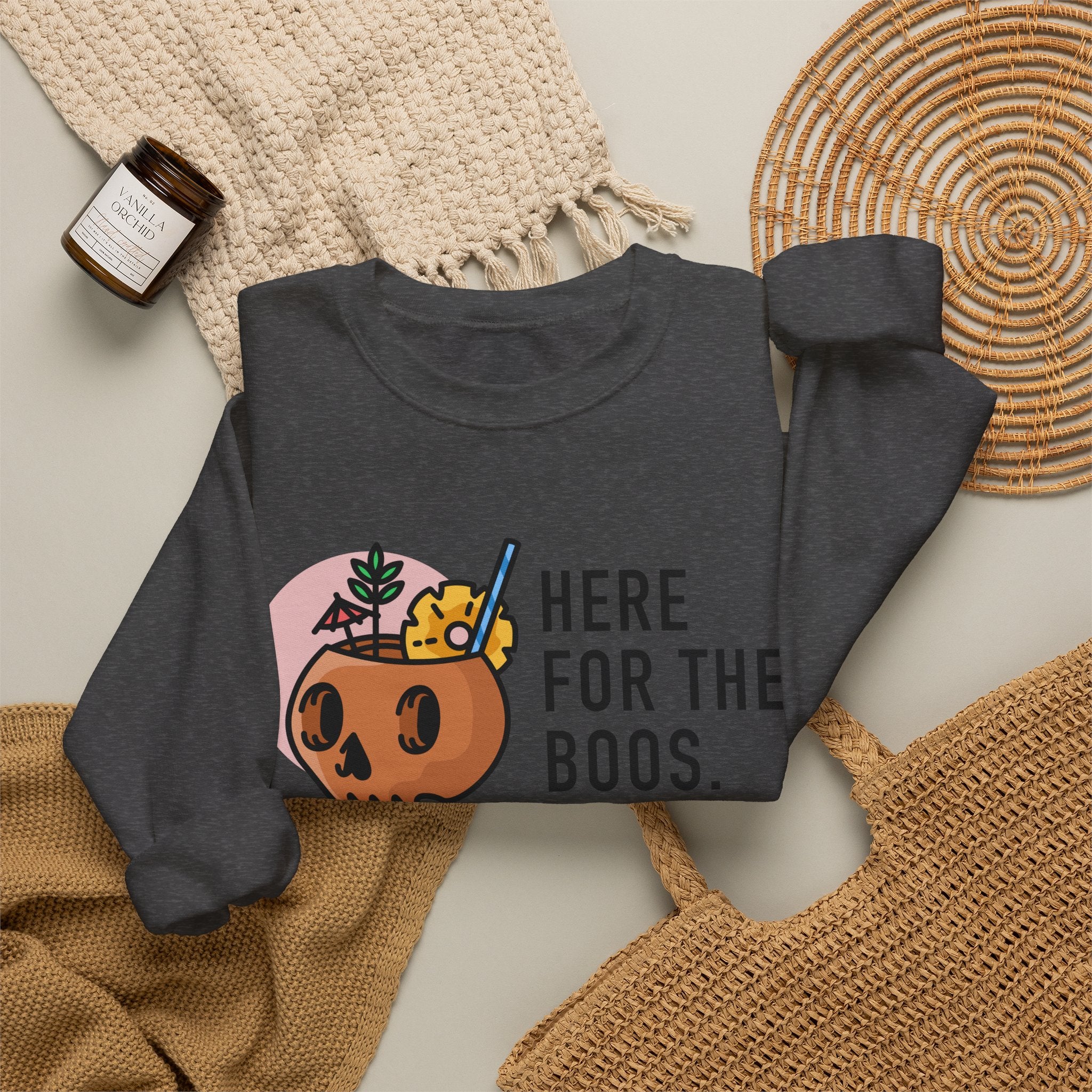 “Here For The Boos” Halloween Crewneck Sweatshirt