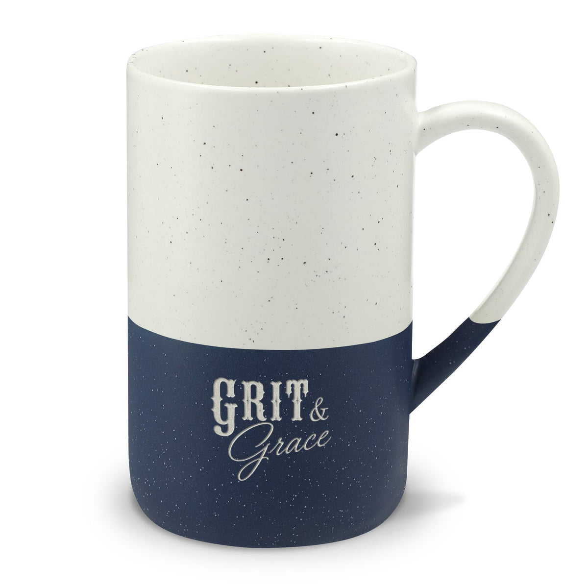 Speckled Ceramic "Grit & Grace" Engraved Rustic Coffee mug