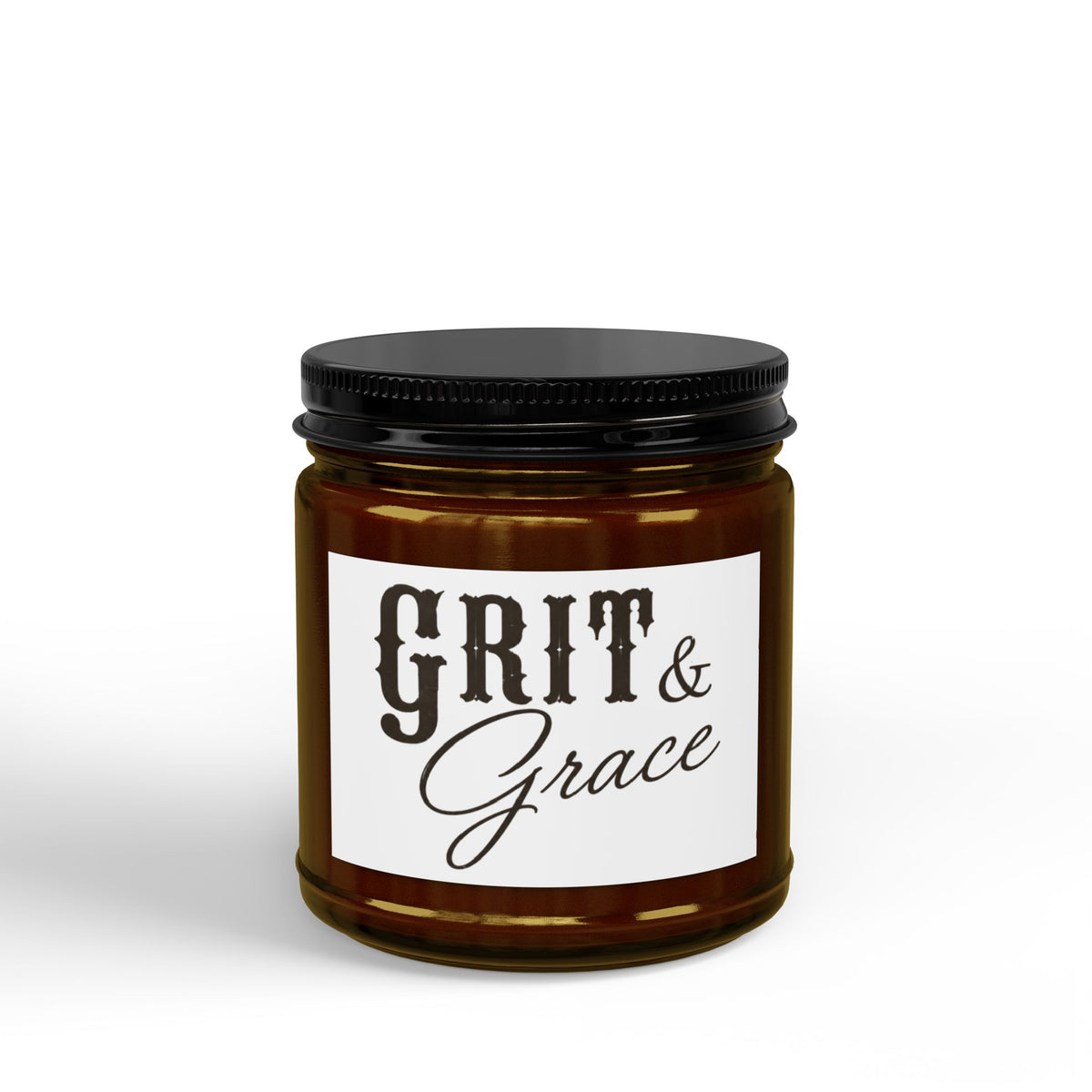 Scented Soy Candle — Grit & Grace Amber Jar (4 oz & 9 oz)