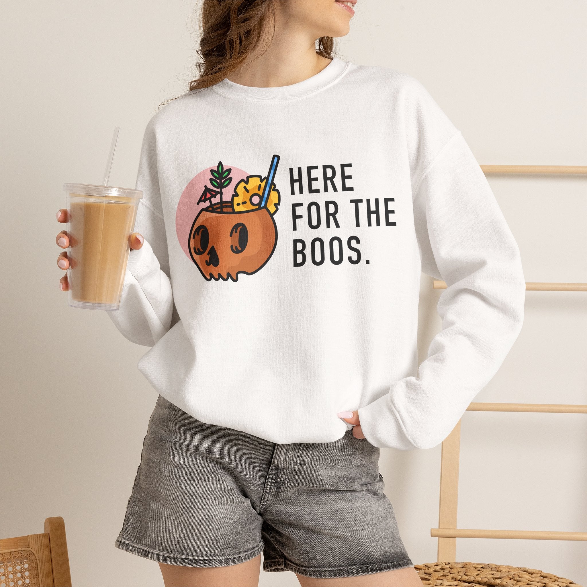 “Here For The Boos” Halloween Crewneck Sweatshirt