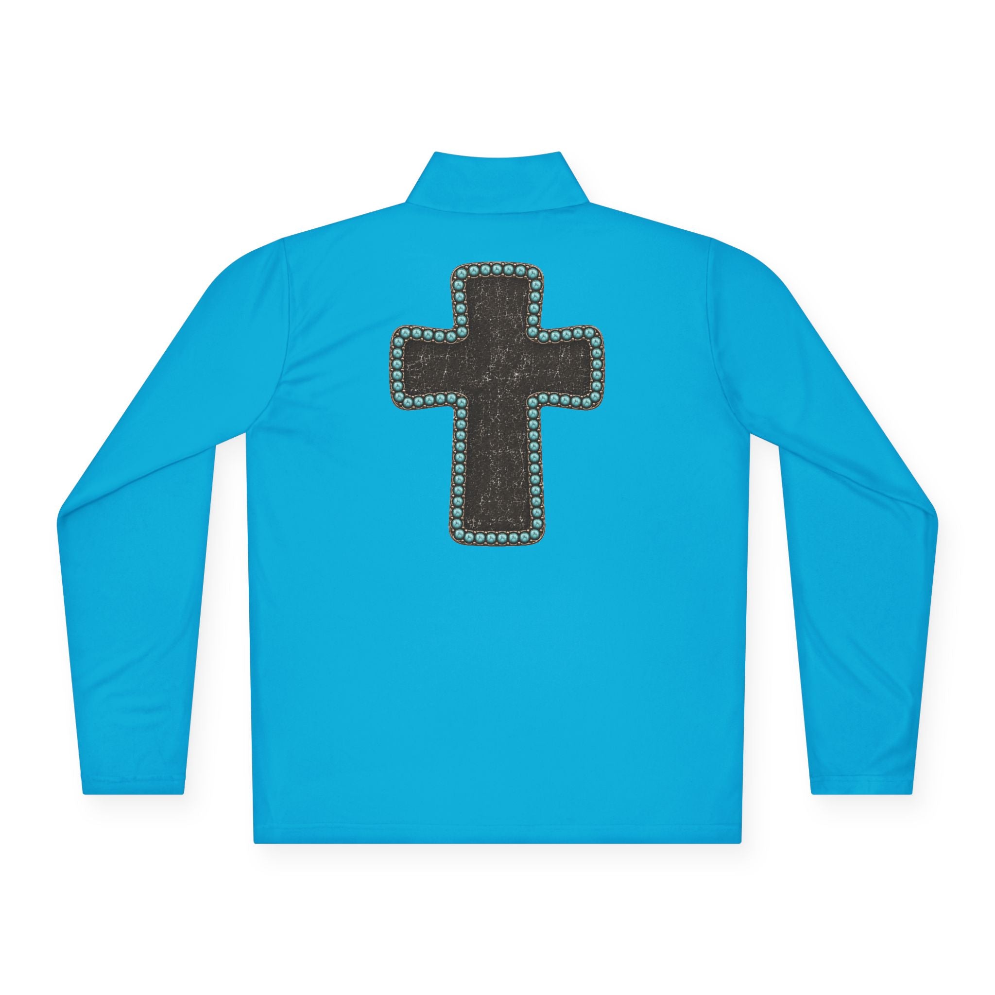 Grit & Grace Turquoise Cross Quarter-Zip Pullover