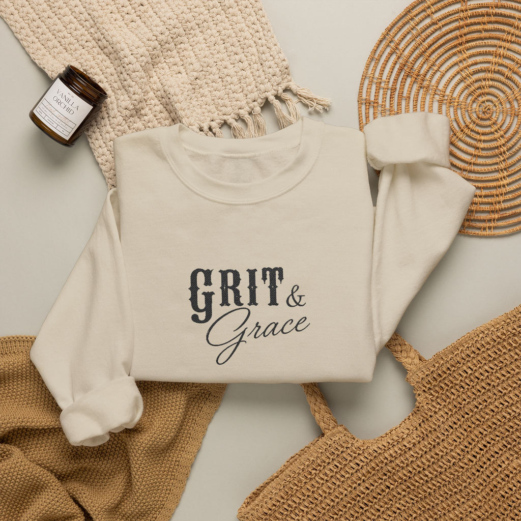 Classic Grit & Grace Embroidered Crewneck Sweatshirt