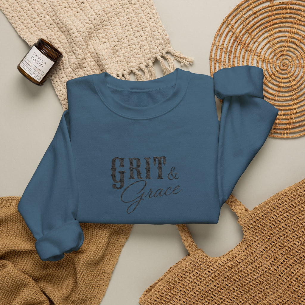 Classic Grit & Grace Embroidered Crewneck Sweatshirt