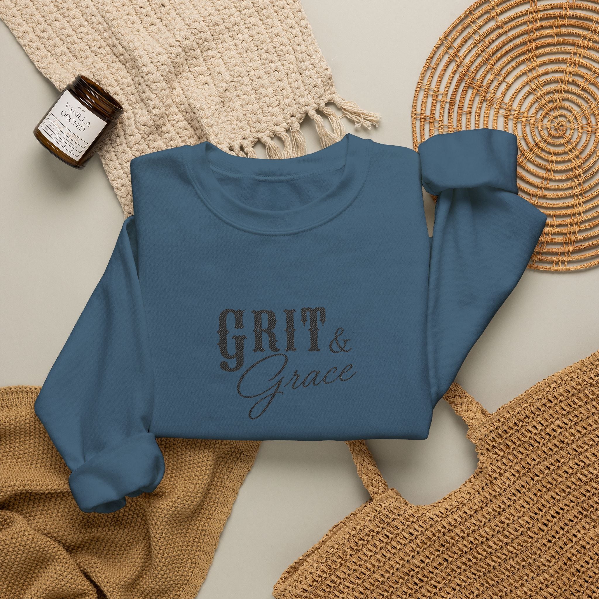 Classic Grit & Grace Embroidered Crewneck Sweatshirt