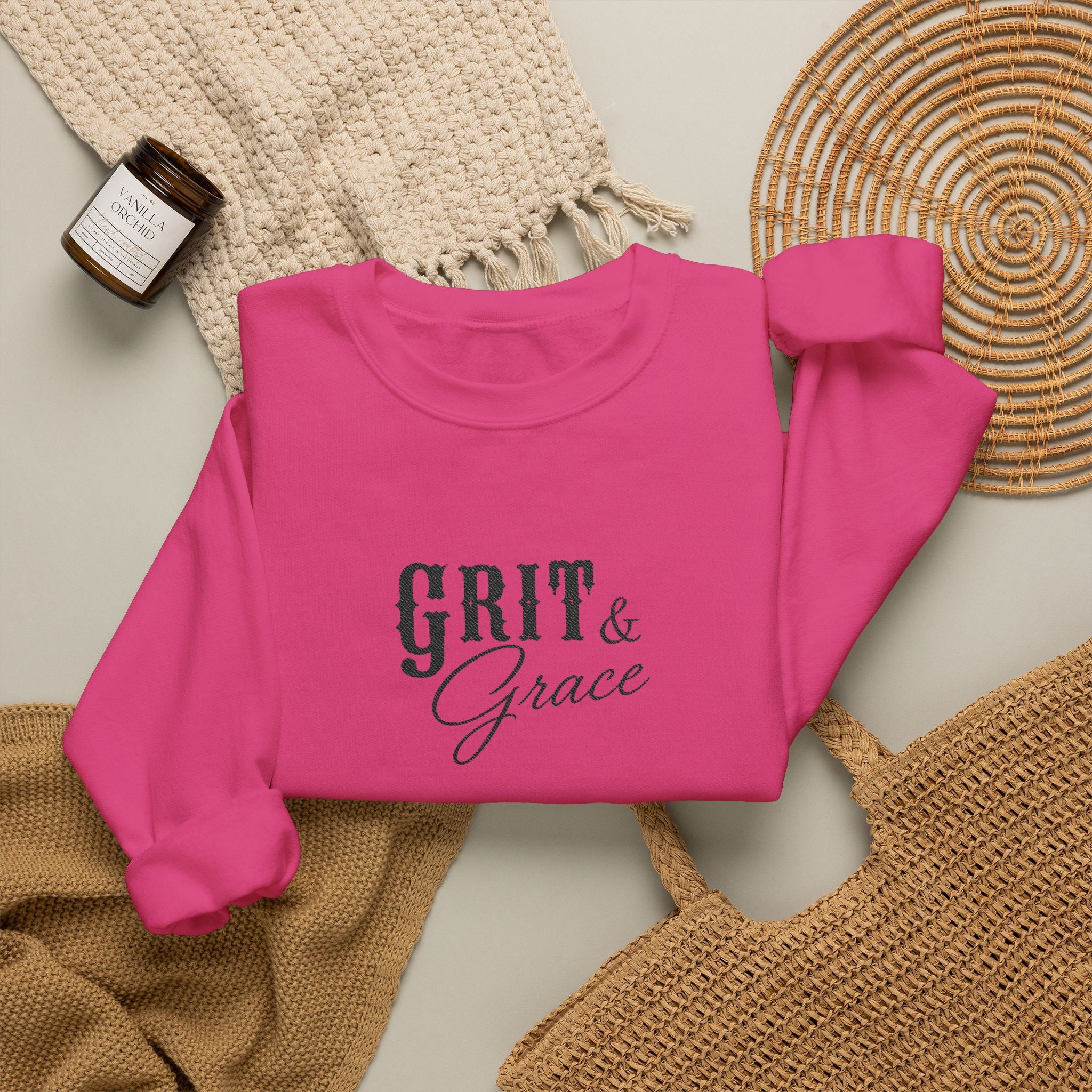 Classic Grit & Grace Embroidered Crewneck Sweatshirt