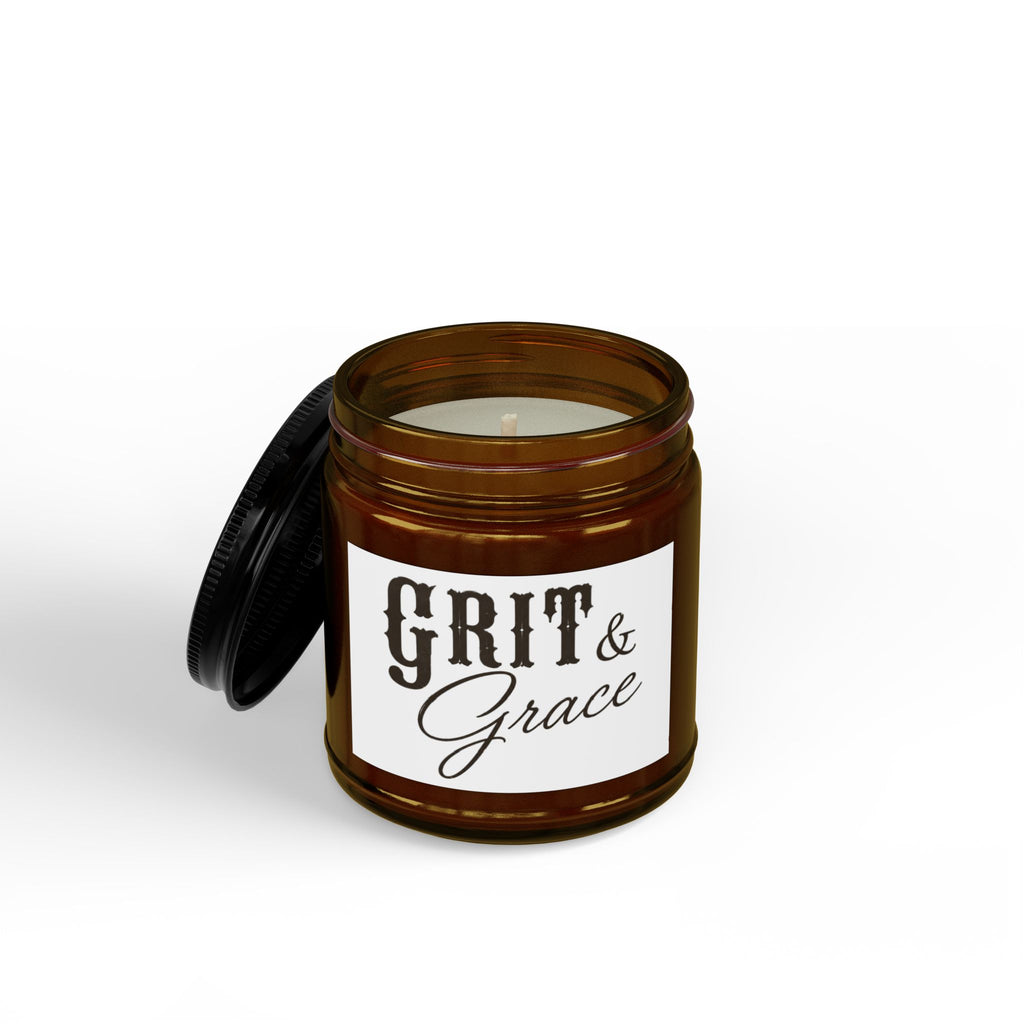 Scented Soy Candle — Grit & Grace Amber Jar (4 oz & 9 oz)