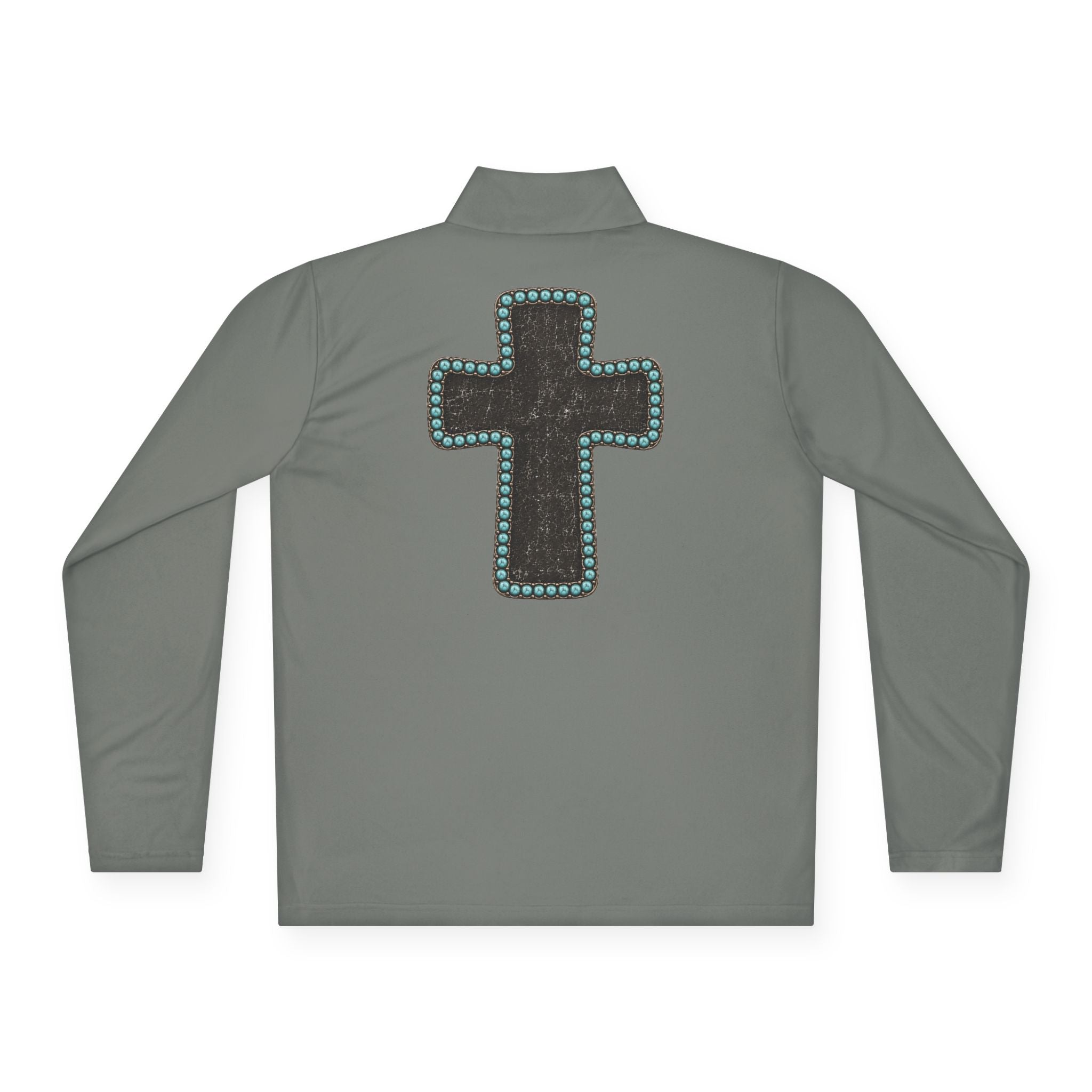 Grit & Grace Turquoise Cross Quarter-Zip Pullover