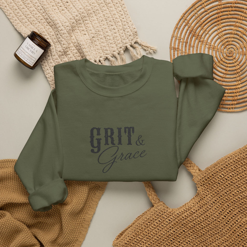 Classic Grit & Grace Embroidered Crewneck Sweatshirt