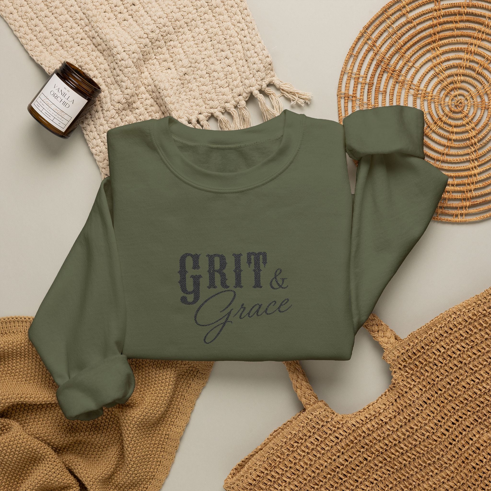 Classic Grit & Grace Embroidered Crewneck Sweatshirt