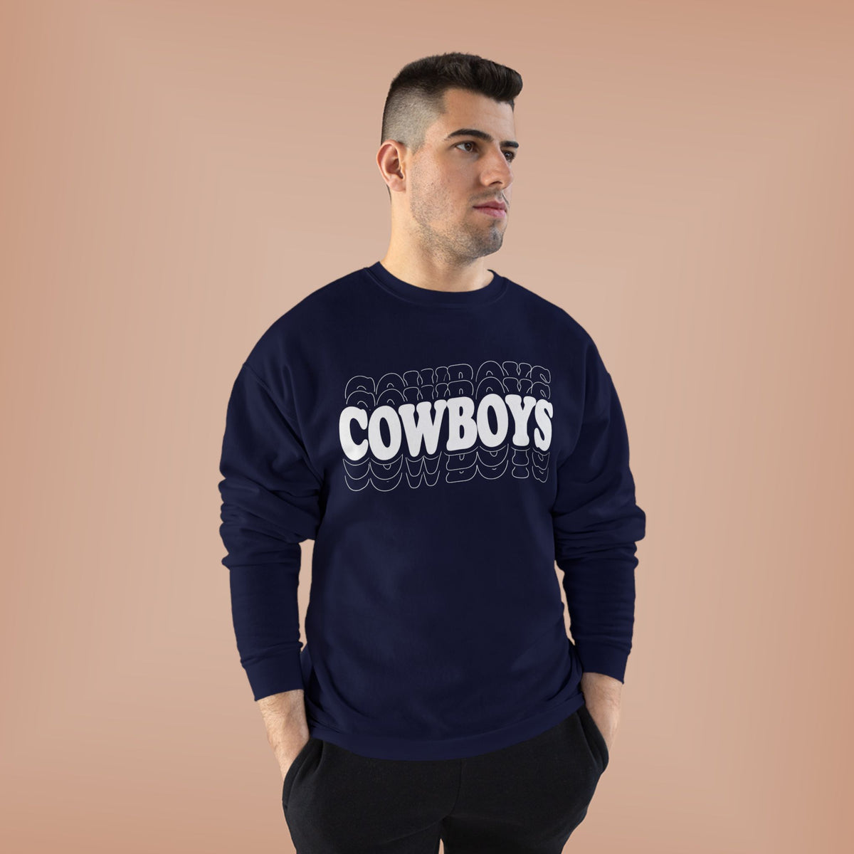 Cowboys Wavy White Crewneck Sweatshirt