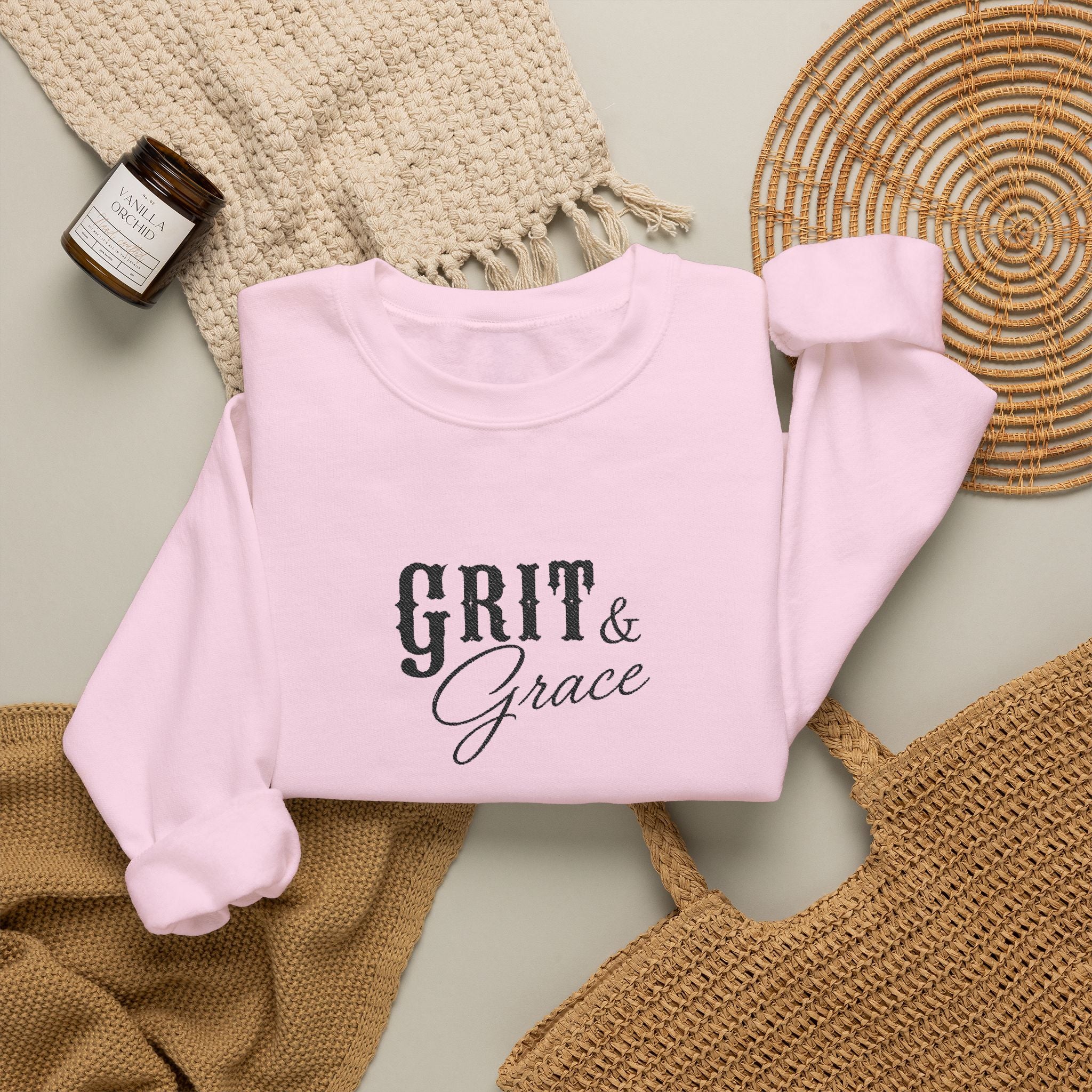 Classic Grit & Grace Embroidered Crewneck Sweatshirt
