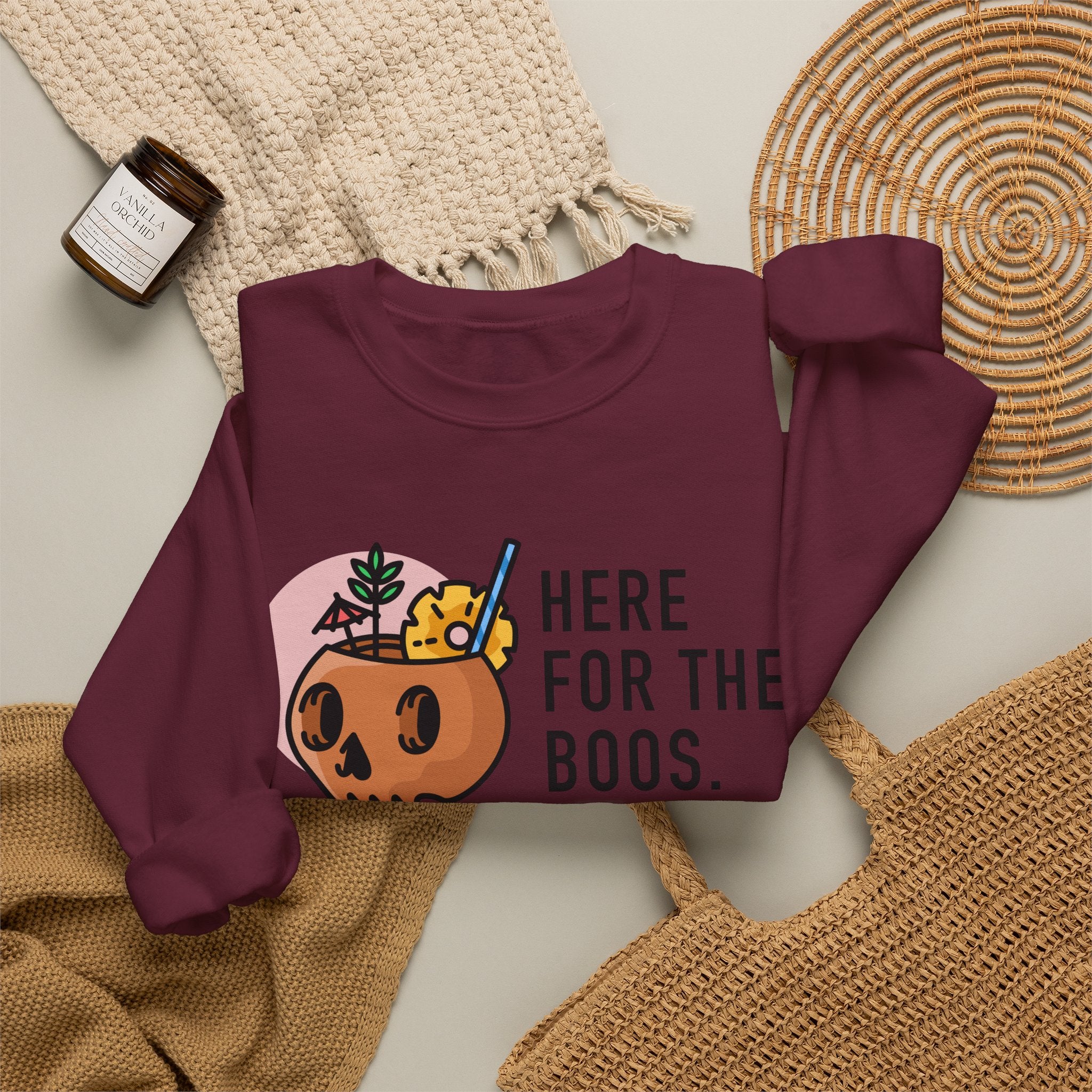 “Here For The Boos” Halloween Crewneck Sweatshirt