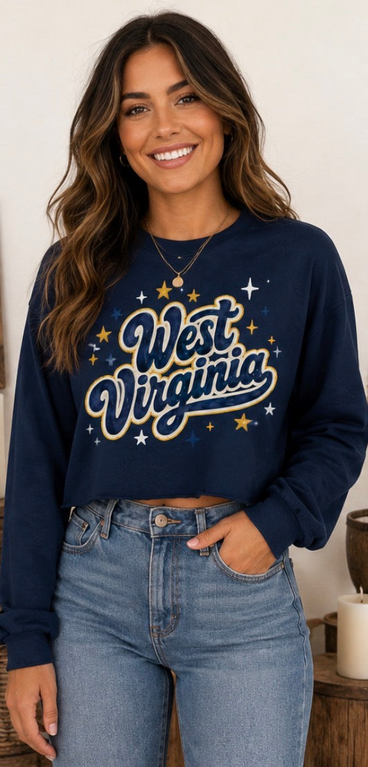 West Virginia Cropped Long Sleeve Tee