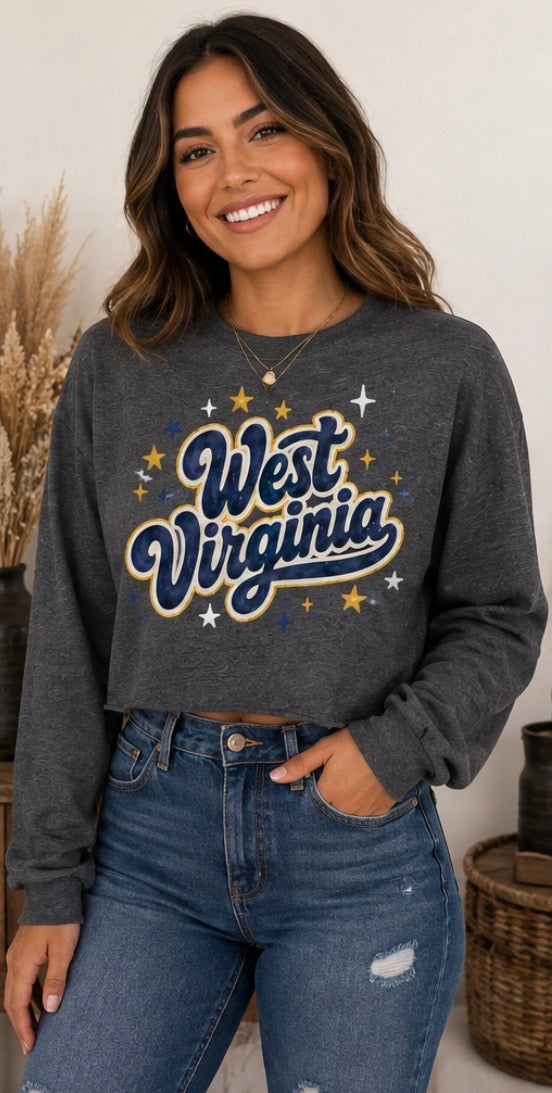West Virginia Cropped Long Sleeve Tee