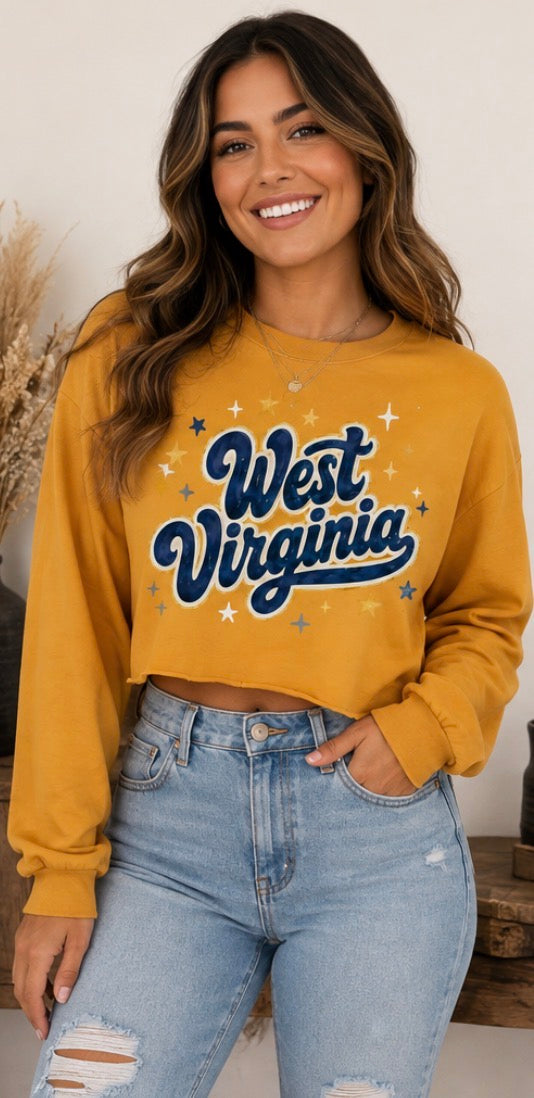 West Virginia Cropped Long Sleeve Tee