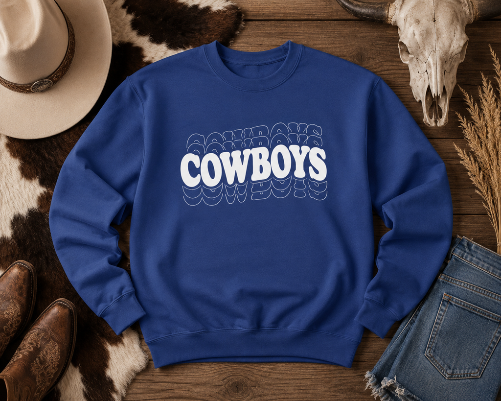 Cowboys Wavy White Crewneck Sweatshirt