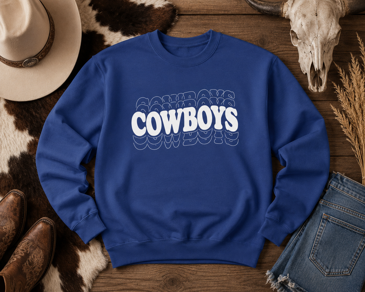 Cowboys Wavy White Crewneck Sweatshirt