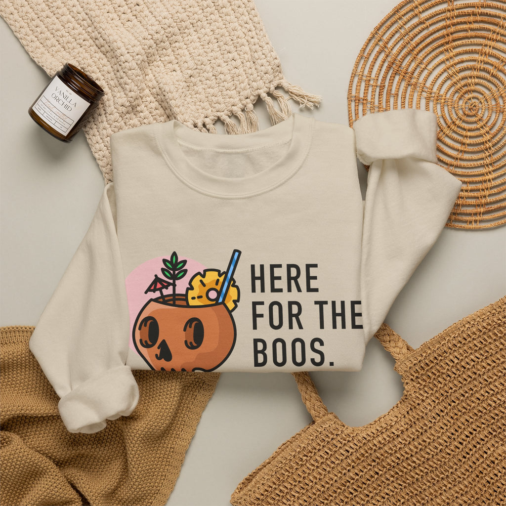 “Here For The Boos” Halloween Crewneck Sweatshirt
