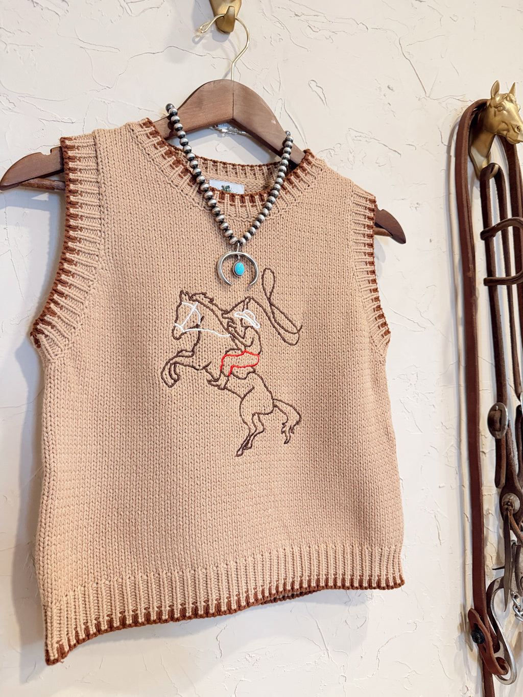 Embroidered Roping Cowboy Sweater Vest