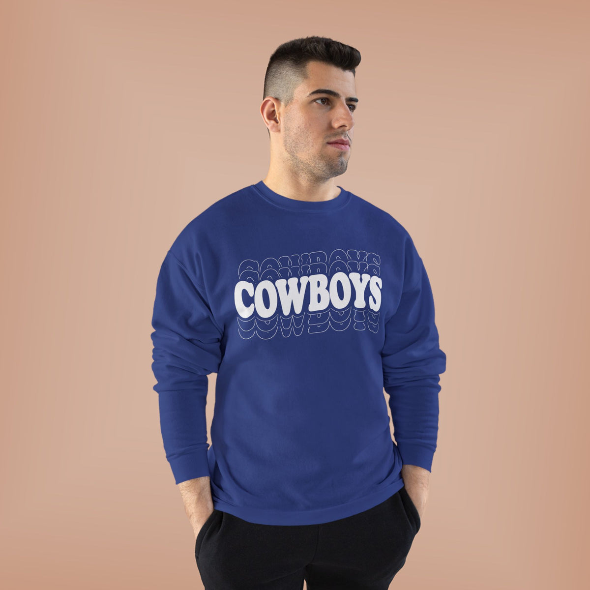 Cowboys Wavy White Crewneck Sweatshirt
