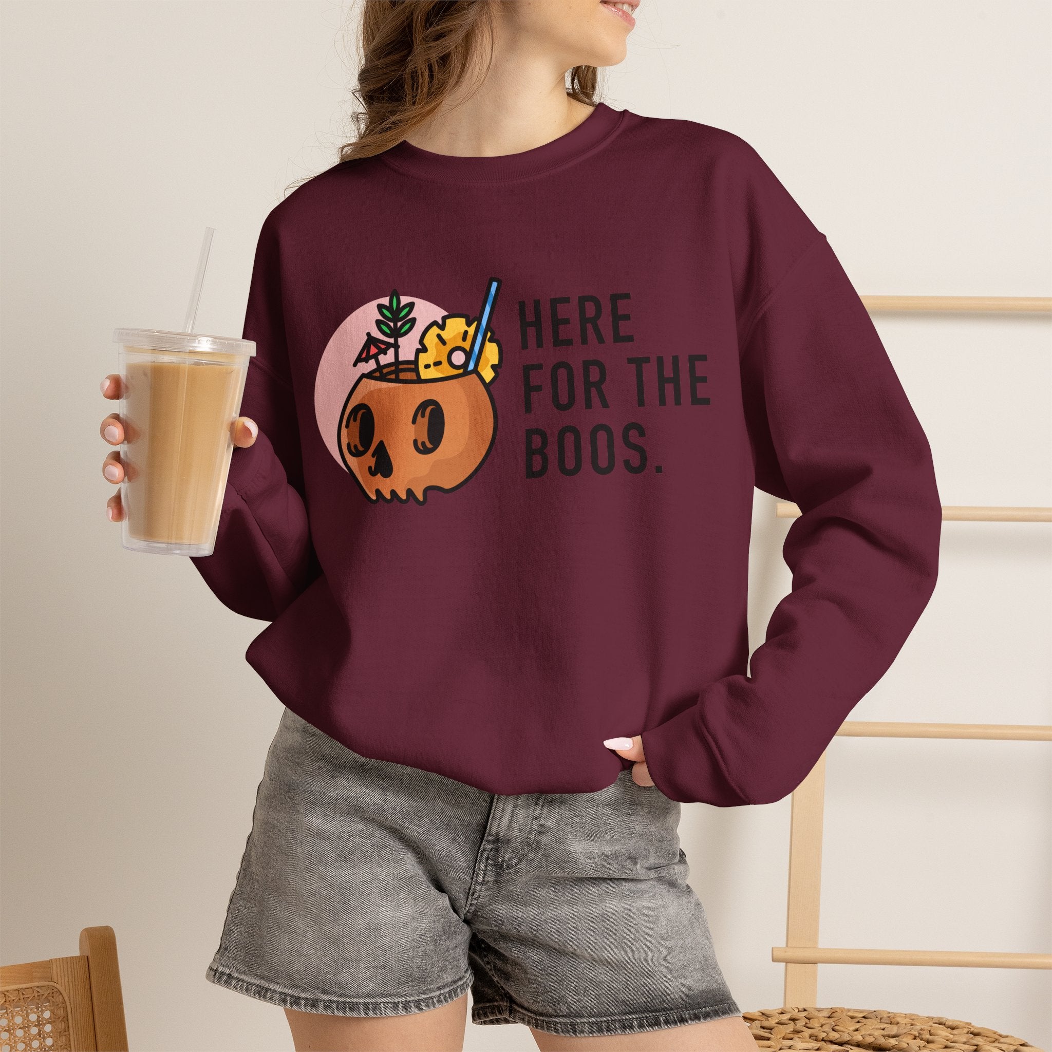“Here For The Boos” Halloween Crewneck Sweatshirt