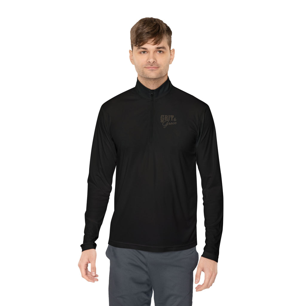 Grit & Grace Turquoise Cross Quarter-Zip Pullover