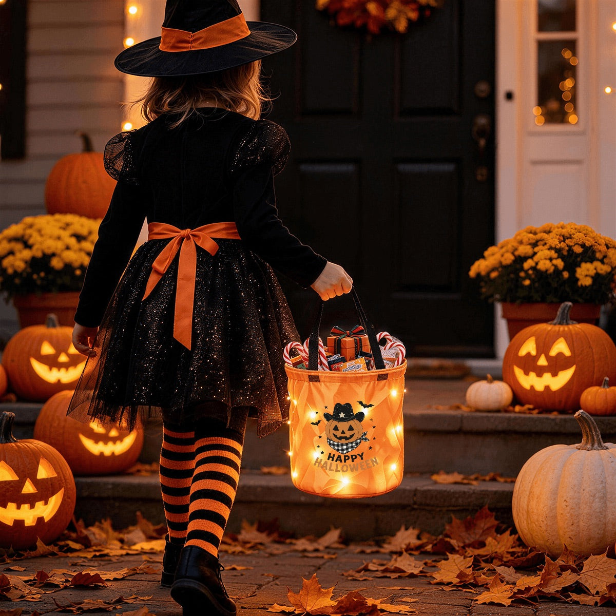 Light Up Halloween Goodie Basket