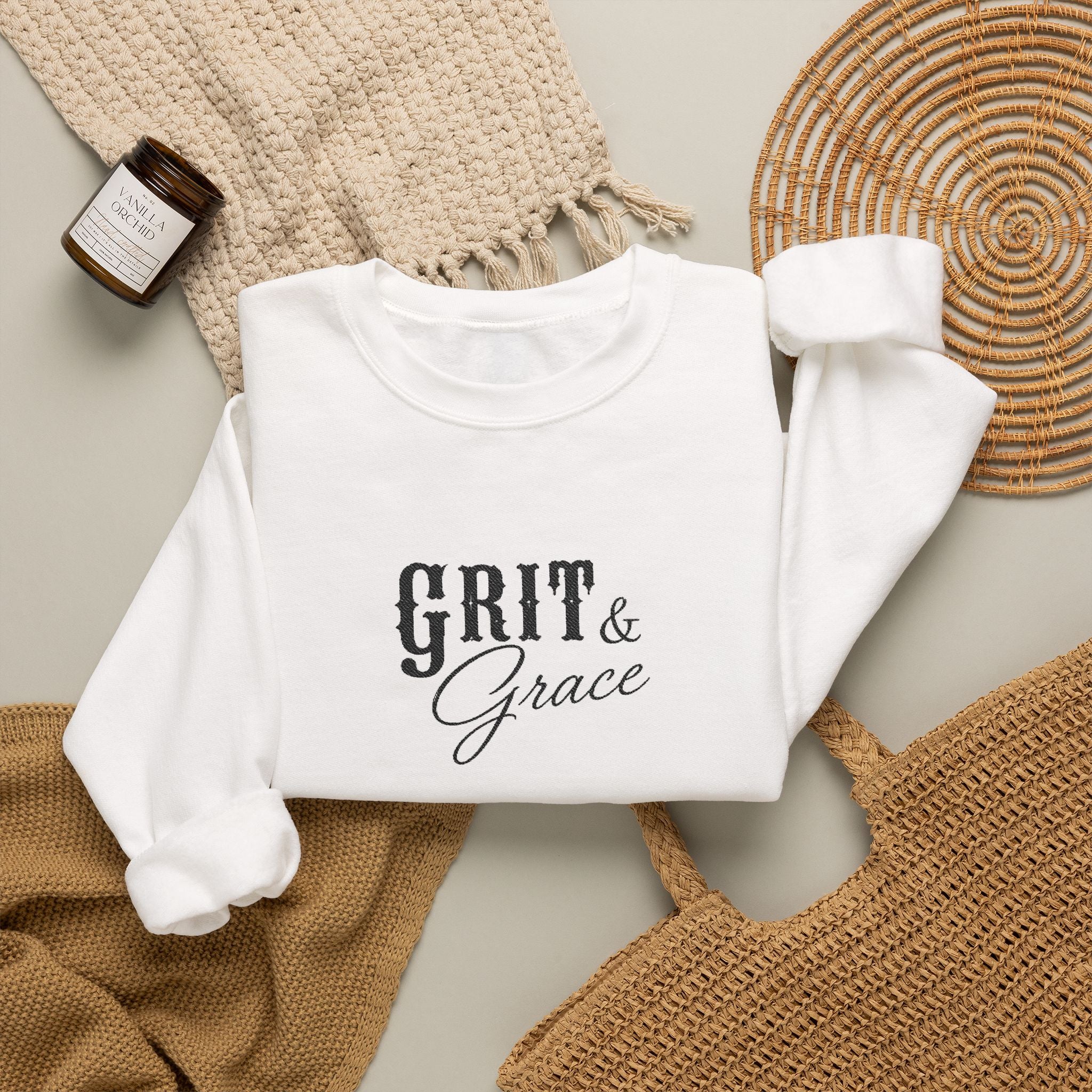 Classic Grit & Grace Embroidered Crewneck Sweatshirt