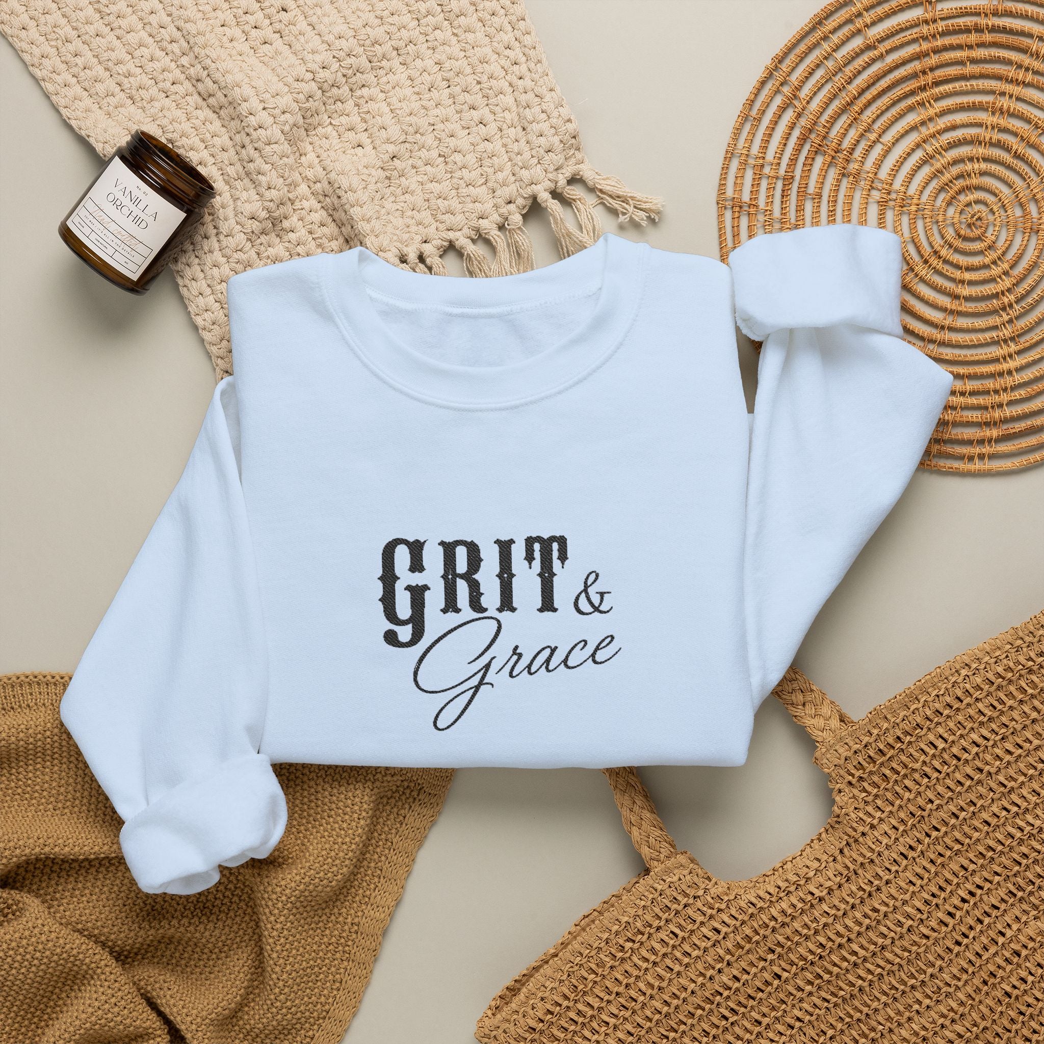 Classic Grit & Grace Embroidered Crewneck Sweatshirt