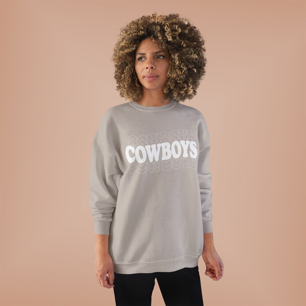 Cowboys Wavy White Crewneck Sweatshirt
