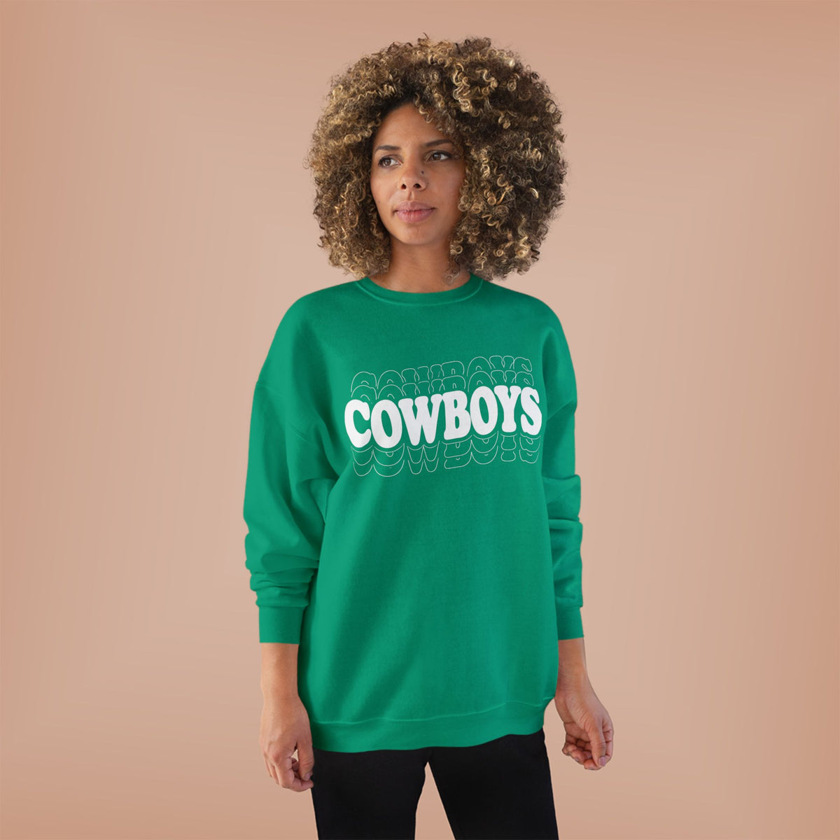 Cowboys Wavy White Crewneck Sweatshirt