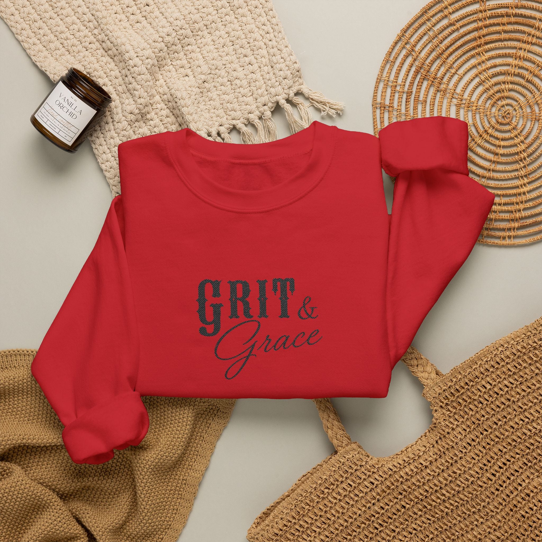 Classic Grit & Grace Embroidered Crewneck Sweatshirt