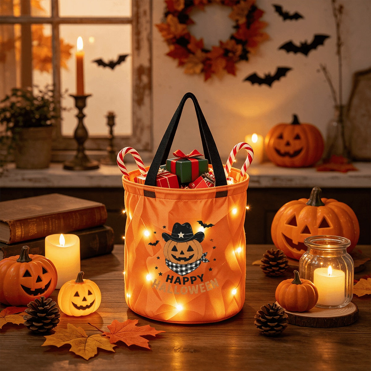 Light Up Halloween Goodie Basket