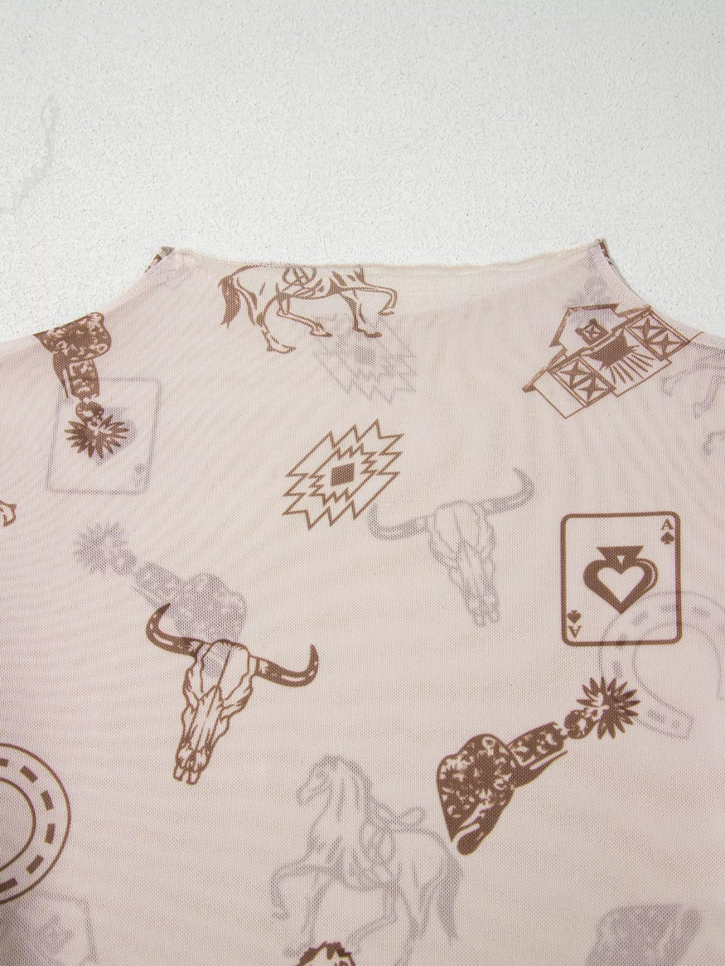 Western Mesh Mock Neck Top