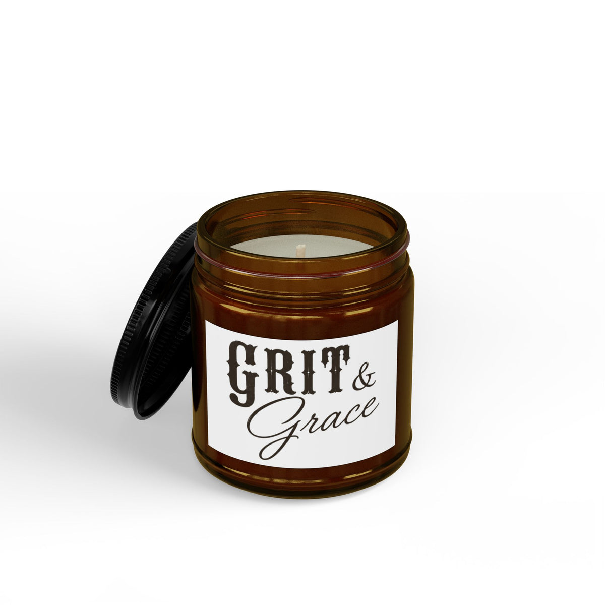 Scented Soy Candle — Grit & Grace Amber Jar (4 oz & 9 oz)