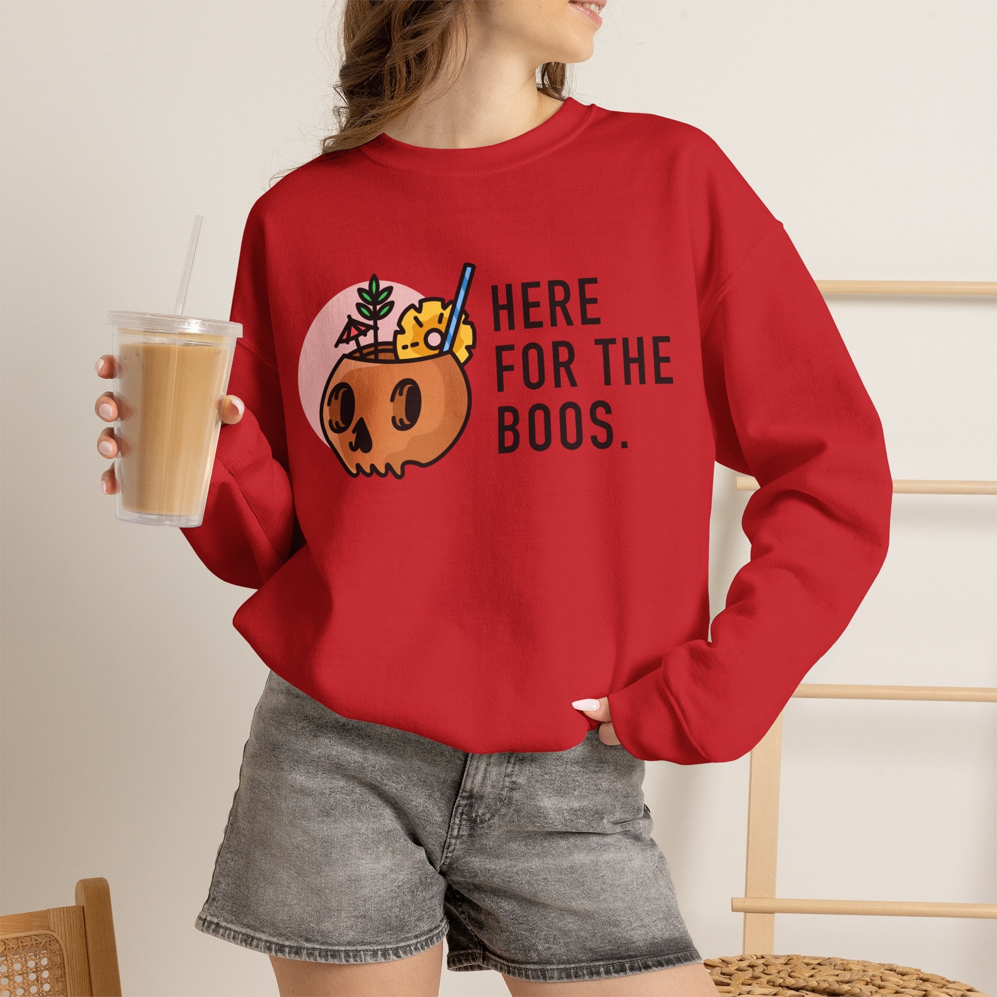“Here For The Boos” Halloween Crewneck Sweatshirt