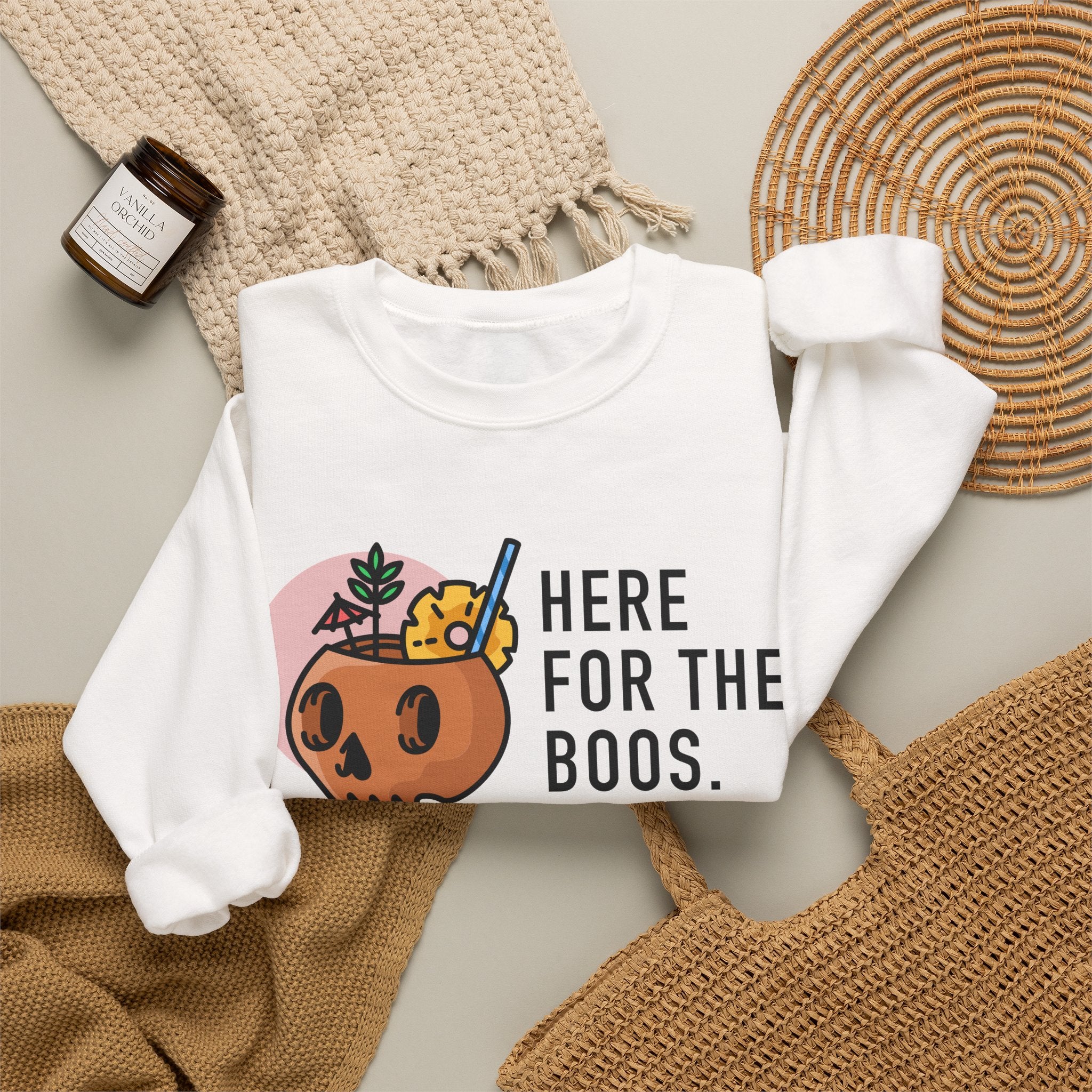 “Here For The Boos” Halloween Crewneck Sweatshirt