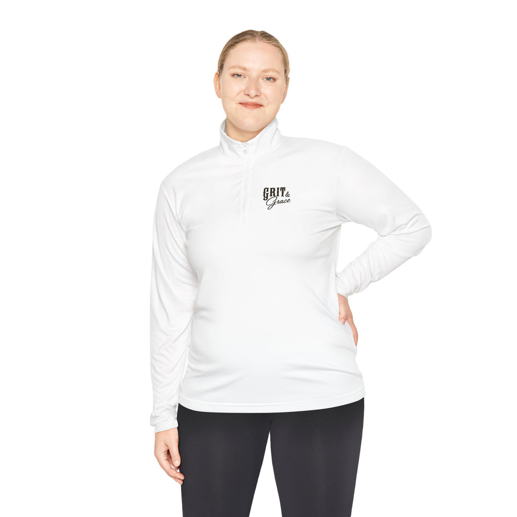 Grit & Grace Turquoise Cross Quarter-Zip Pullover