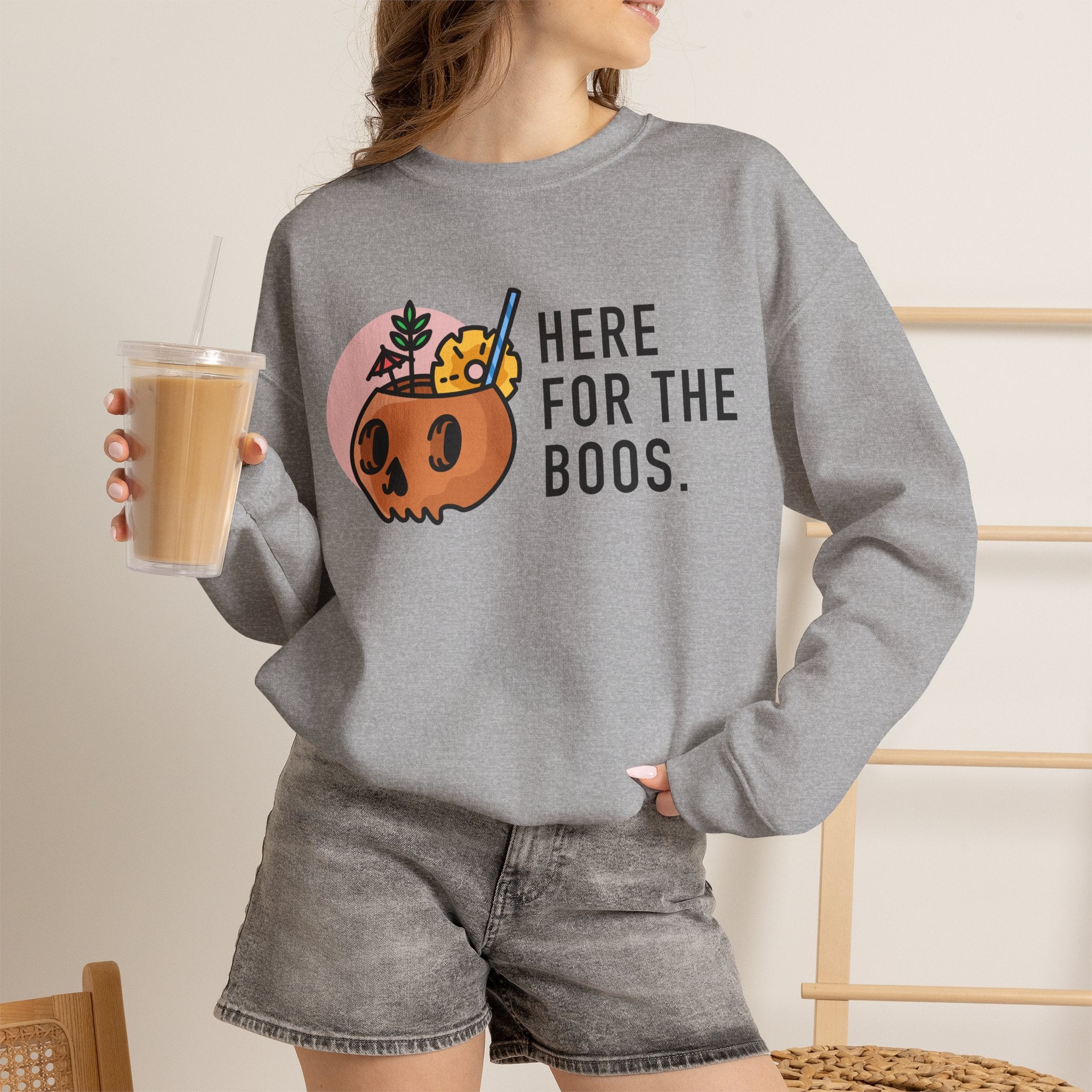 “Here For The Boos” Halloween Crewneck Sweatshirt