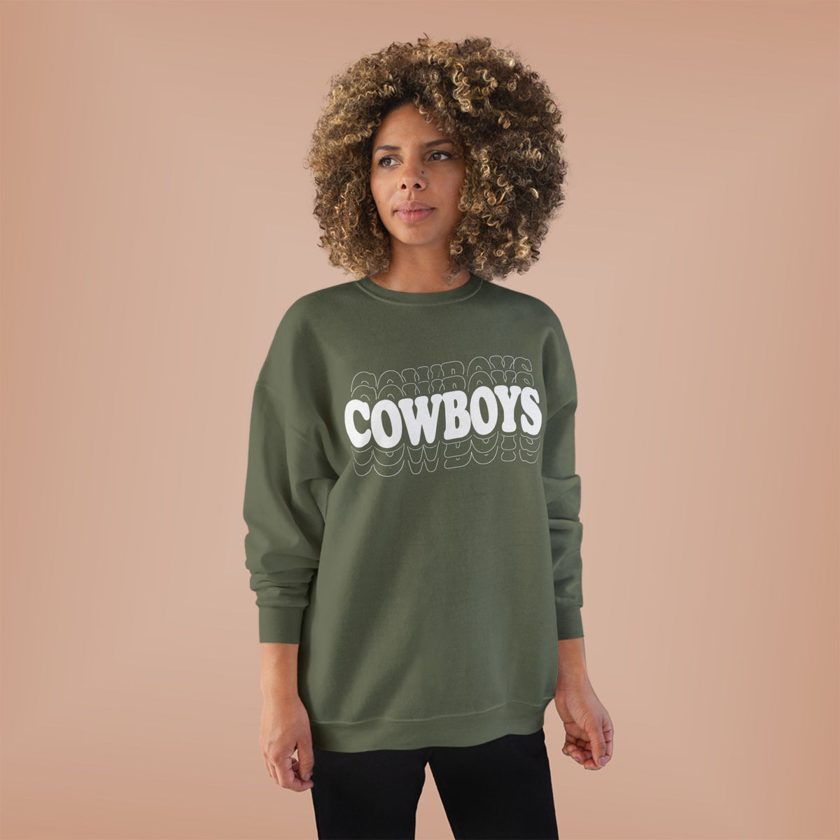 Cowboys Wavy White Crewneck Sweatshirt