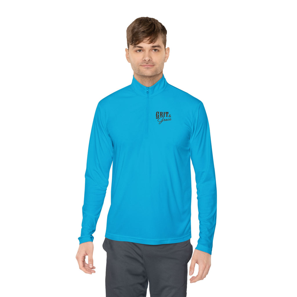 Grit & Grace Turquoise Cross Quarter-Zip Pullover