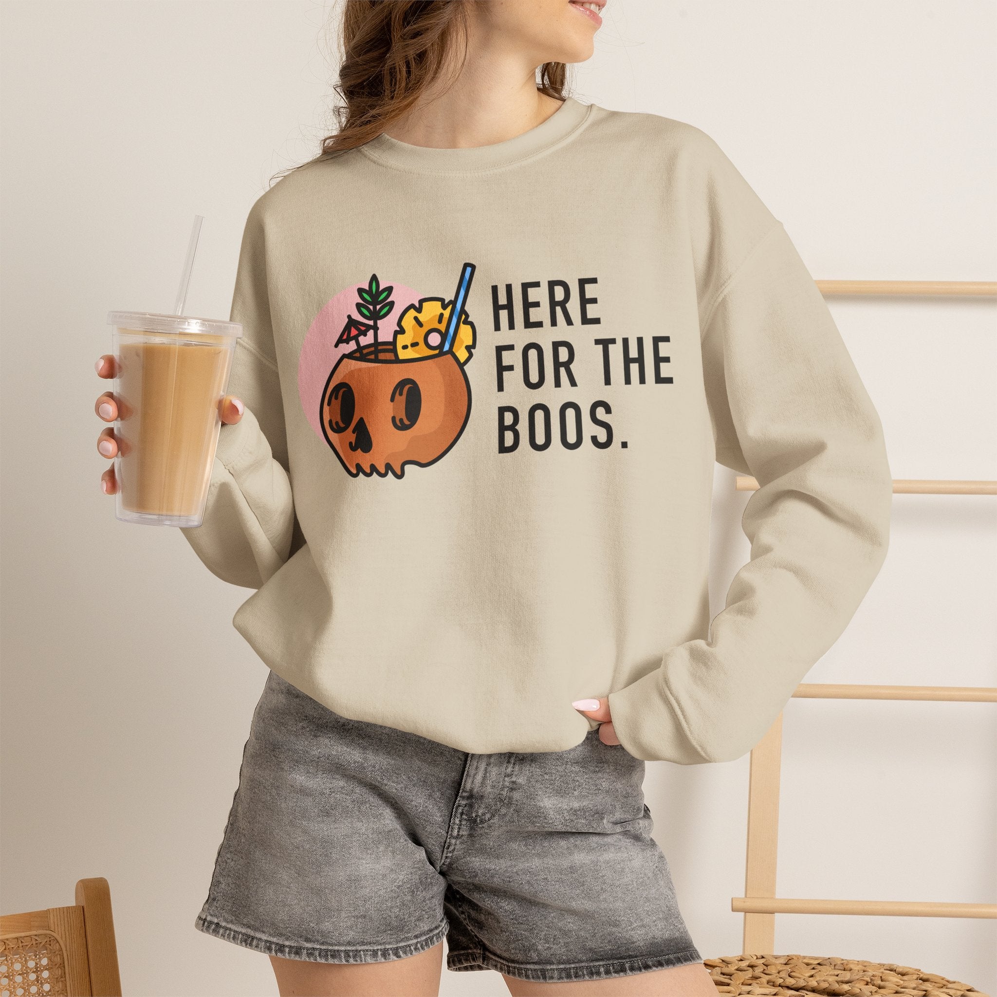“Here For The Boos” Halloween Crewneck Sweatshirt