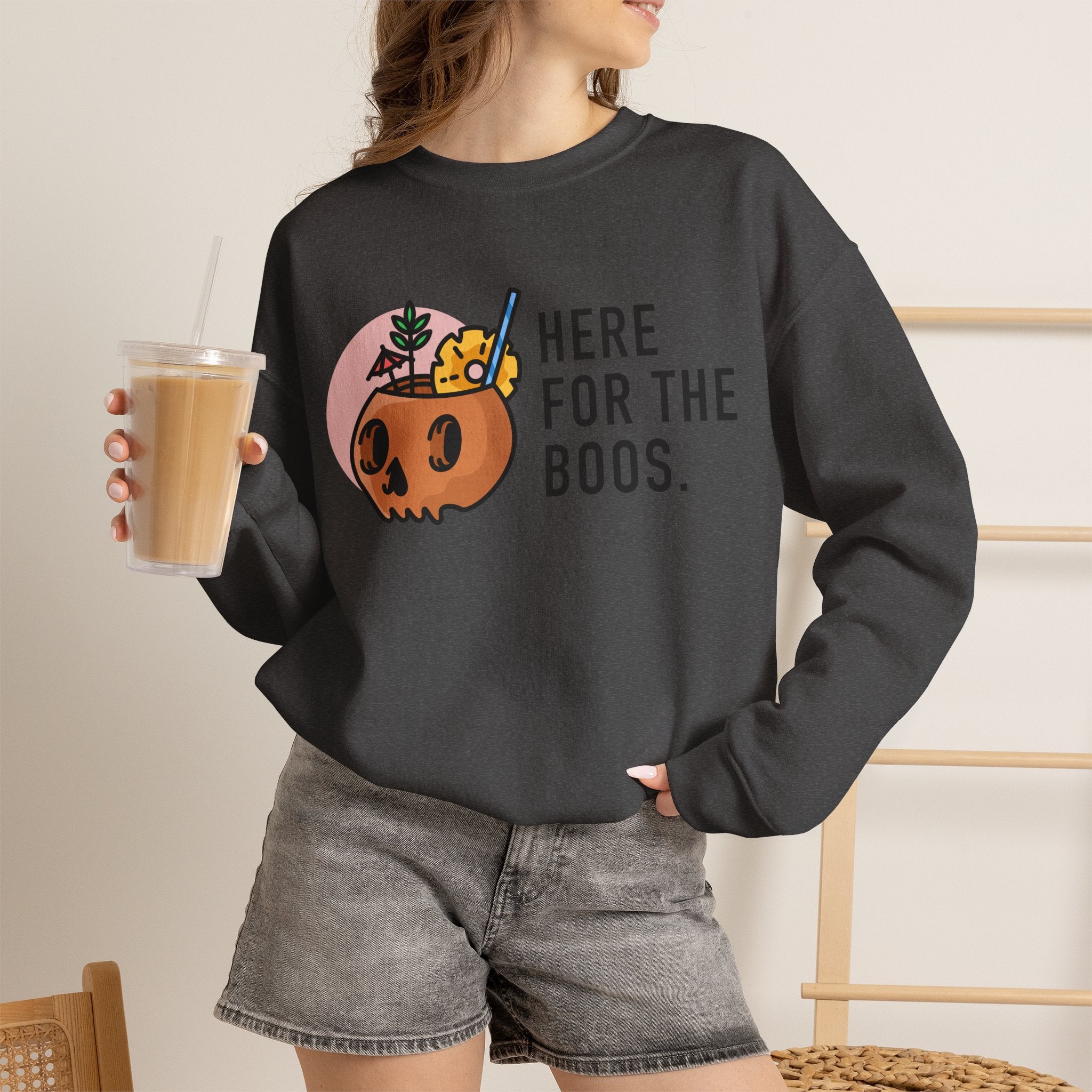 “Here For The Boos” Halloween Crewneck Sweatshirt