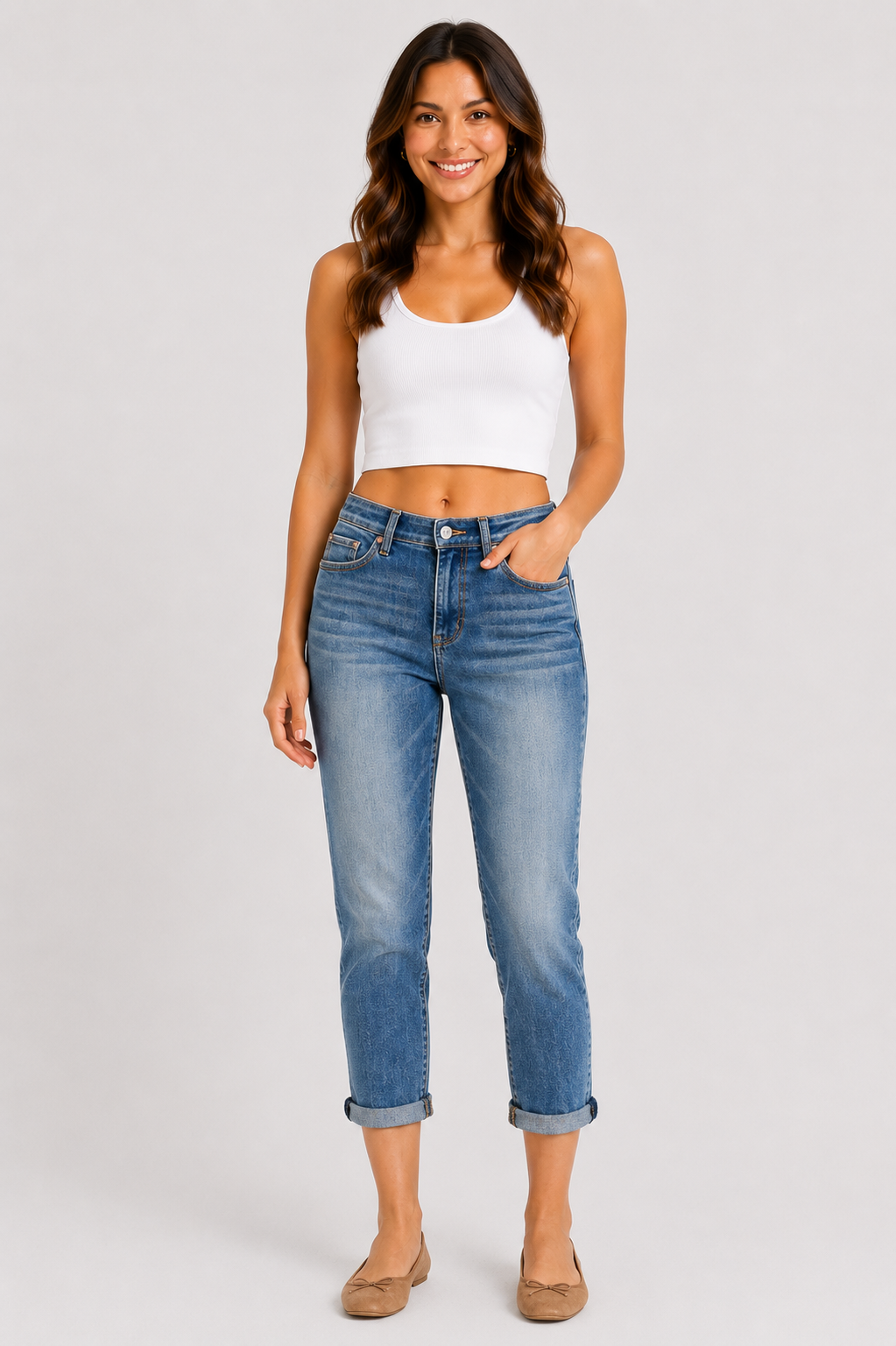 Judy Blue Worn West Cuff Jeans