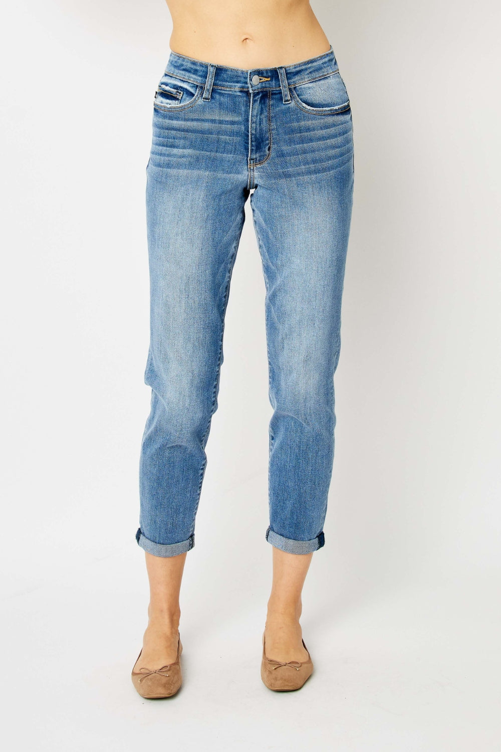 Judy Blue Worn West Cuff Jeans