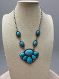 Turquoise Squash Blossom and Earring Set - 18”