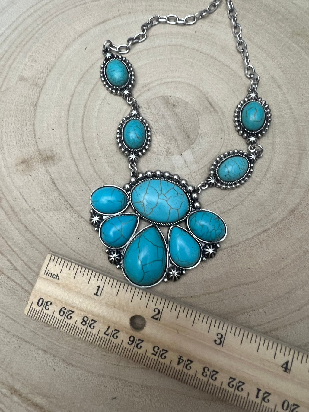 Turquoise Squash Blossom and Earring Set - 18”