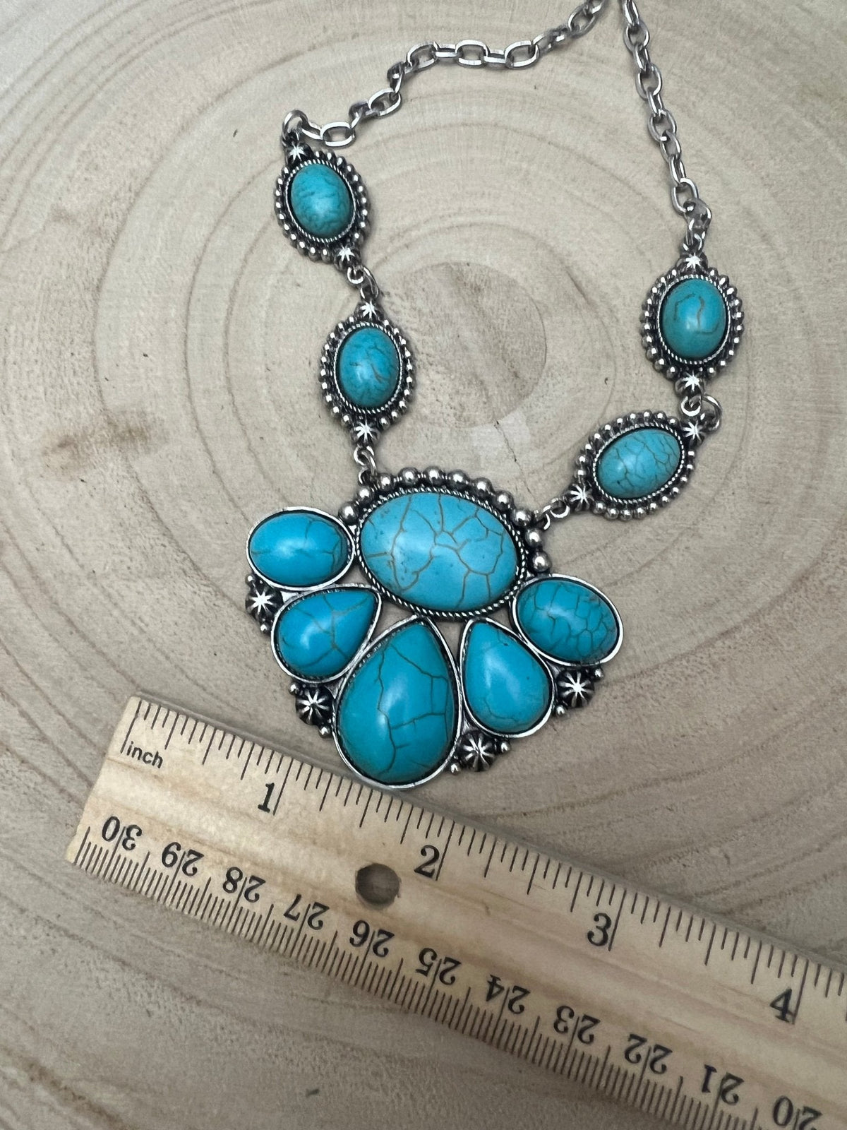 Turquoise Squash Blossom and Earring Set - 18”