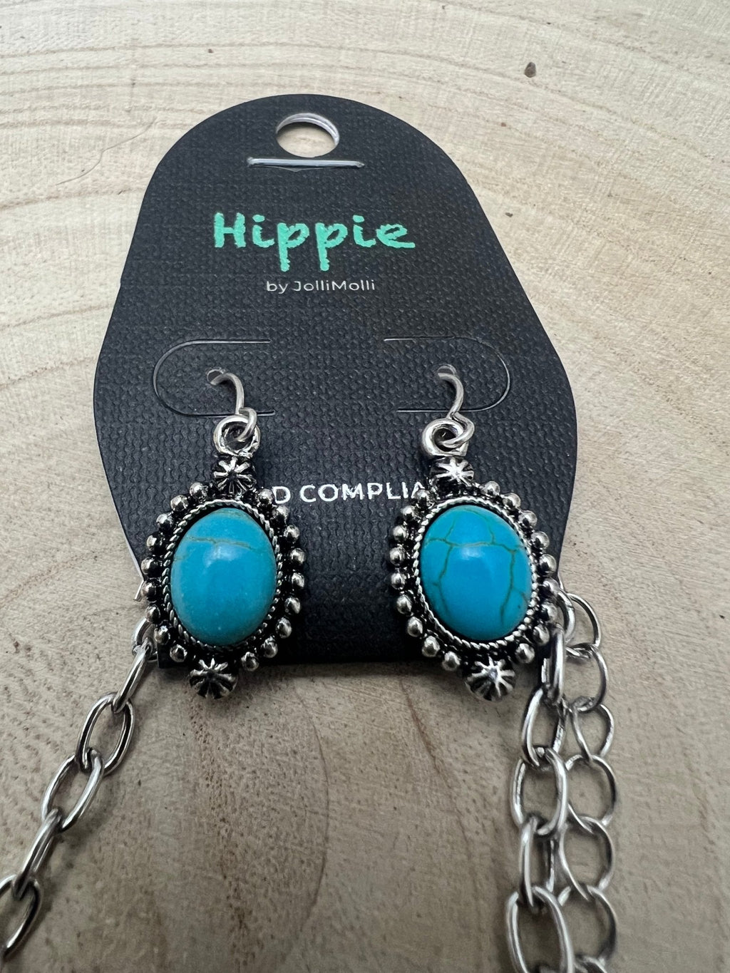 Turquoise Squash Blossom and Earring Set - 18”