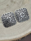 Western Square Concho Earrings